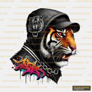 A Tiger Wearing A Hoodie And Smoking A Cigare Animals Wildlife - Design DTF