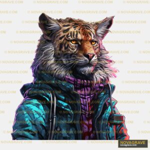 A Tiger Wearing A Jacket Animals Wildlife - Design DTF