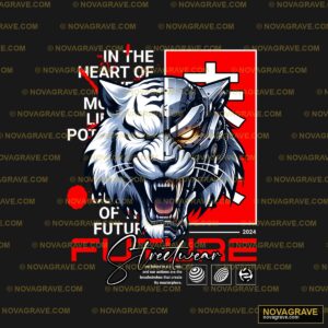 A Tiger With The Words In The Middle Animals Wildlife - Design DTF