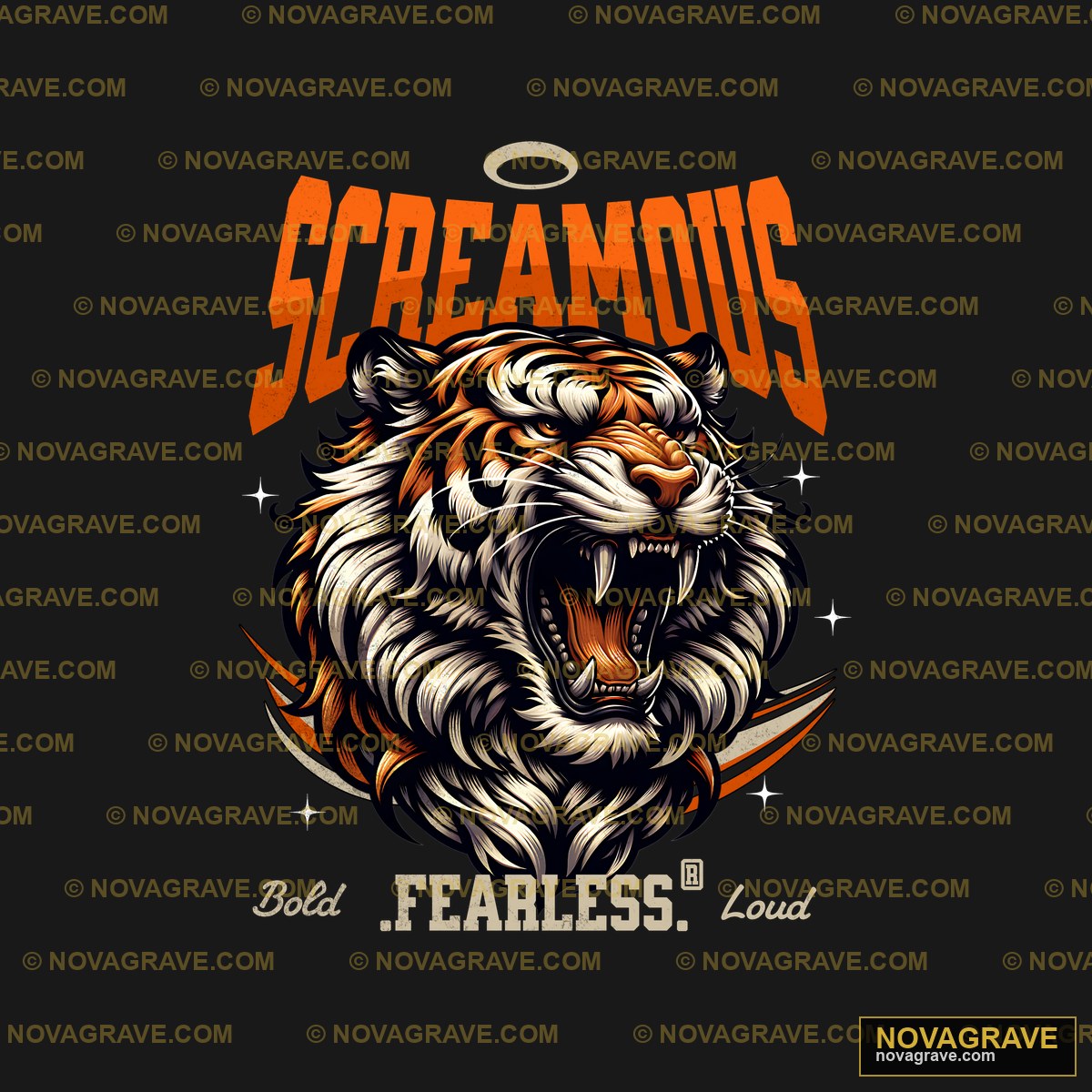 A Tiger With The Wordscreamus In The Middle Animals Wildlife - DTF Transfer Design