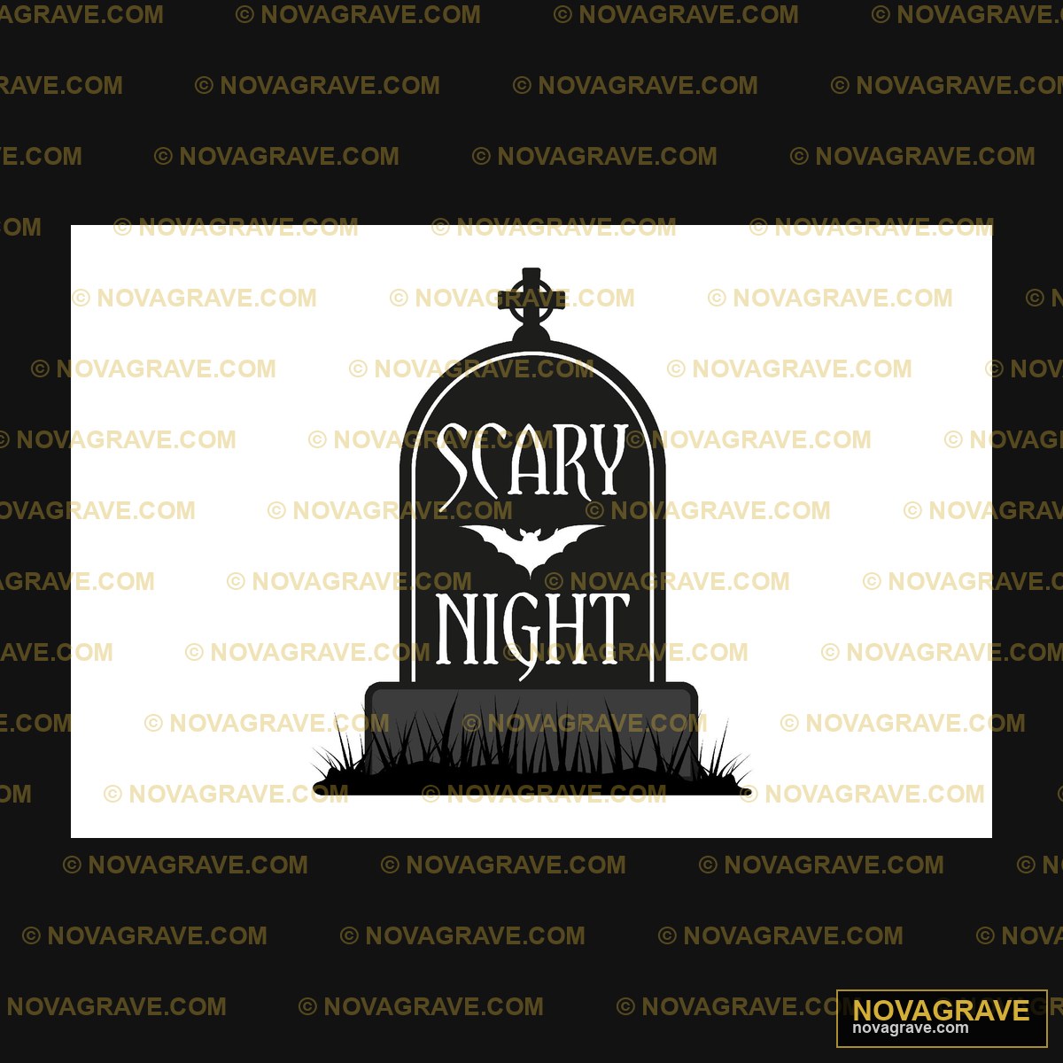 Scary Night Tombstone DTF Design SVG - Halloween Bat