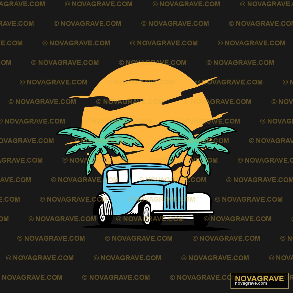 A Truck With Two Palm Trees On The Back Nature Botanical - DTF Ontwerp