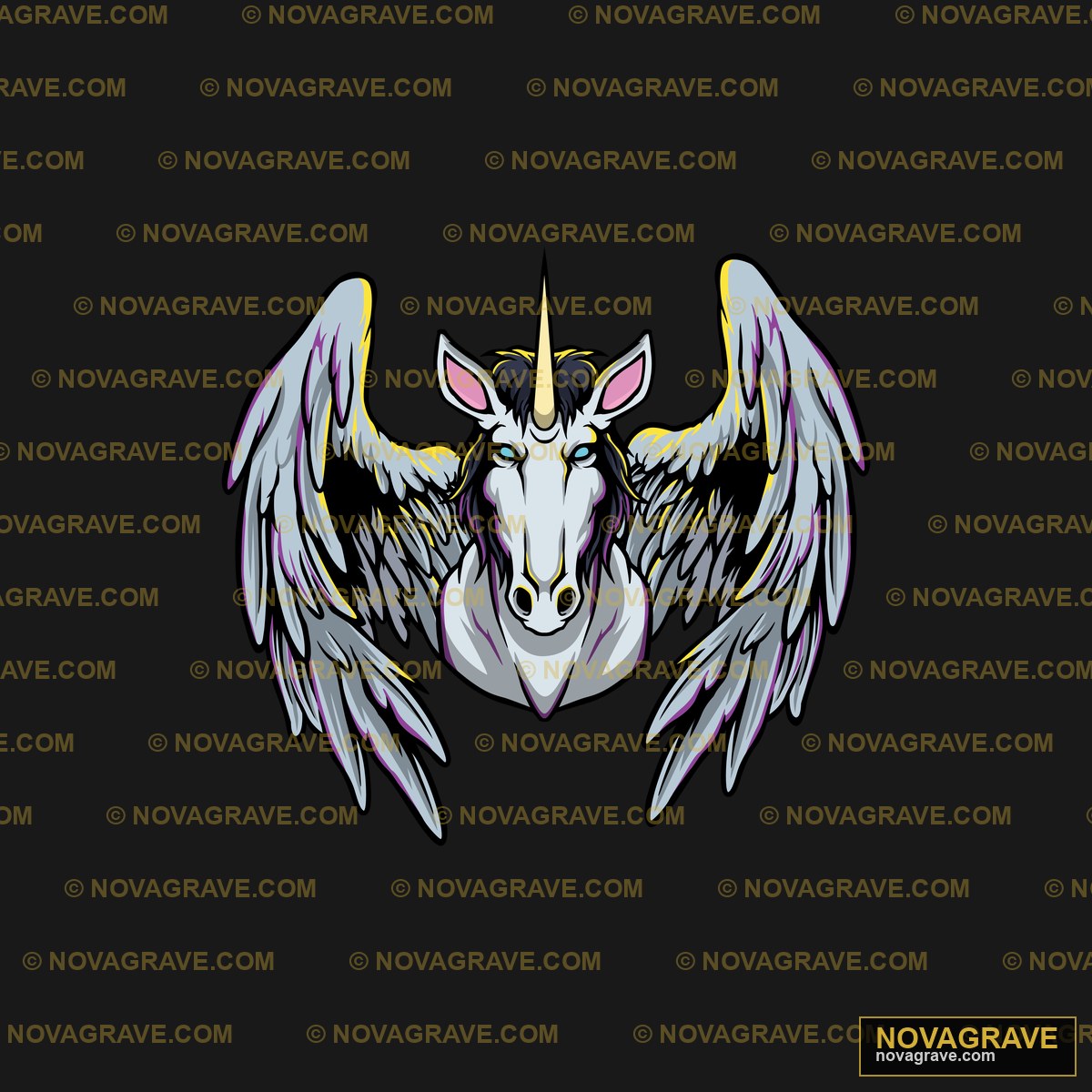 A Unicorn With Wings On A Gray Background Other Designs - Design DTF
