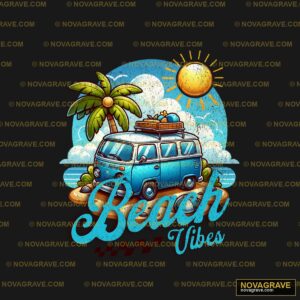A Van With A Surfboard On The Beach Sports Fitness - Design DTF