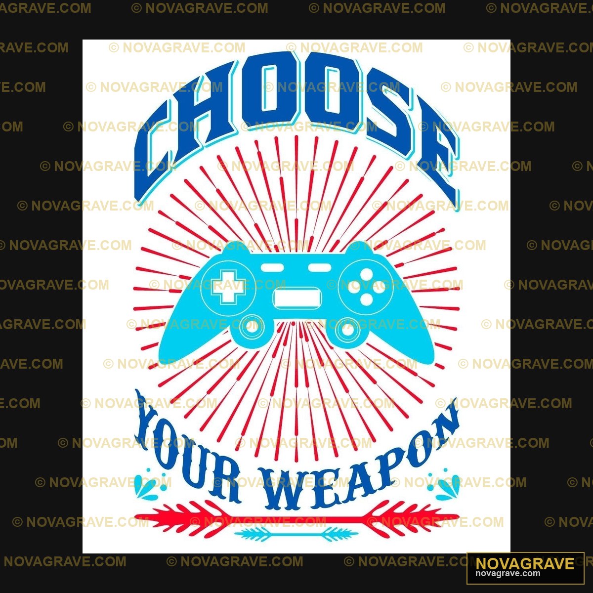 A Video Game Controller With The Words Shoot Typography Slogans - DTF Transfer Design