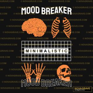 Mood Breaker Minimalistic Brain Ribs Skeleton DTF Design SVG