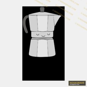 A White Coffee Pot With A Black Background Other Designs - DTF Transfer Design