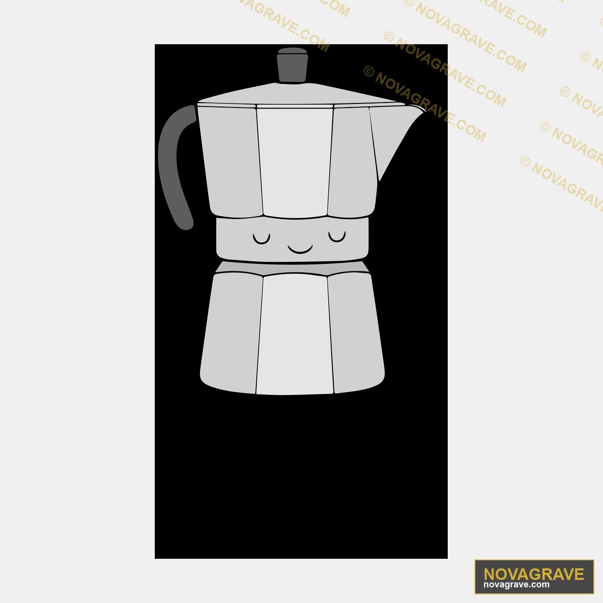 A White Coffee Pot With A Black Background Other Designs - DTF Transfer Design