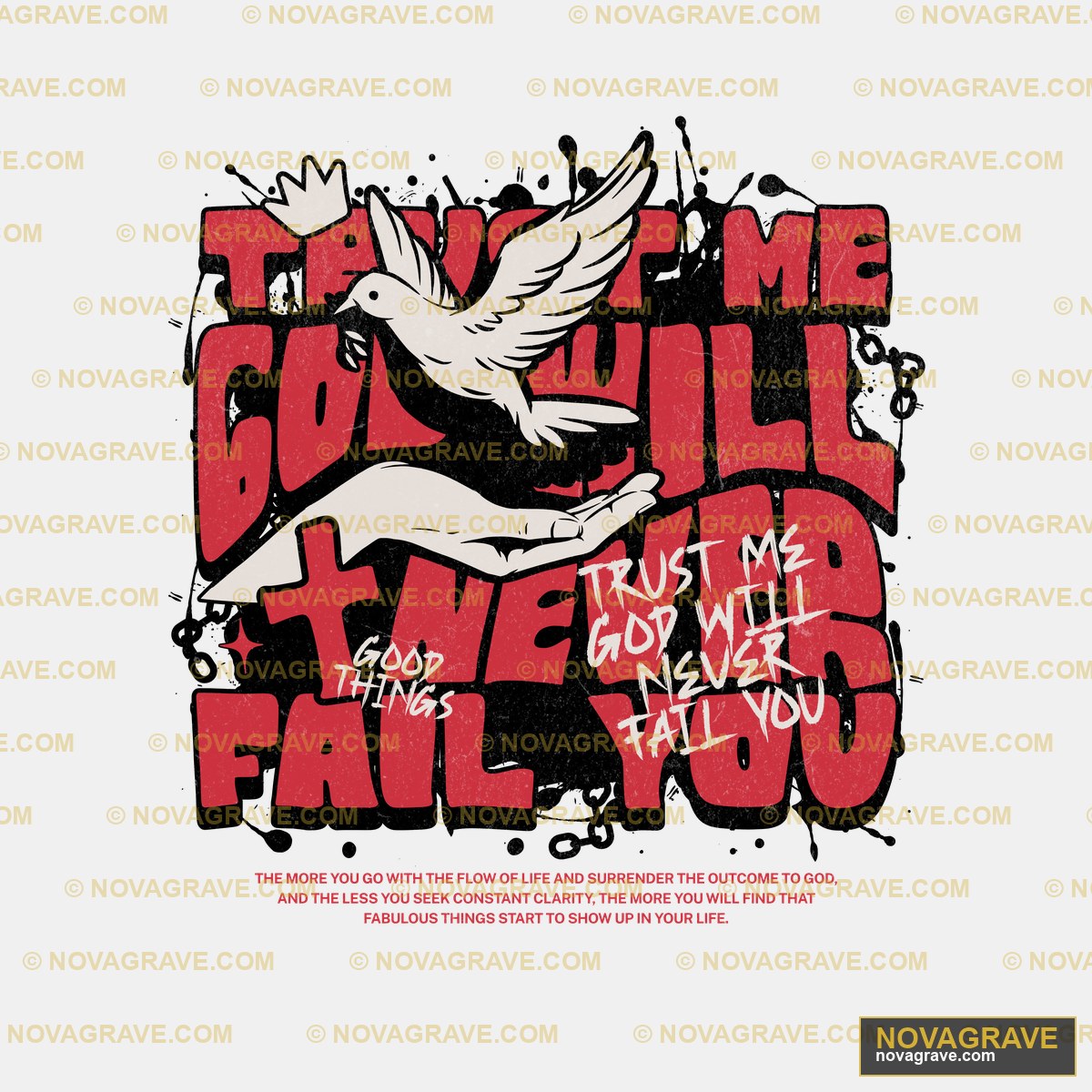 A White Dove With Red Lettering On It Typography Slogans - DTF Transfer Design