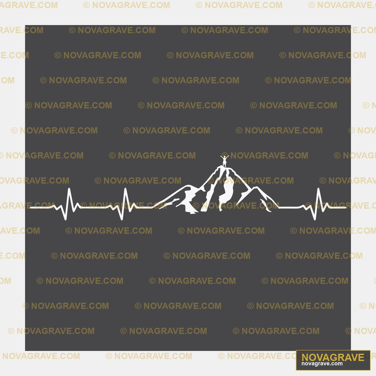 A White Heartbeat With Mountains In The Backg Nature Botanical - DTF Transfer Design