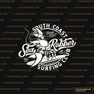 A White Rat On A Surfboard With The Wordssurf Sports Fitness - DTF Transfer Design