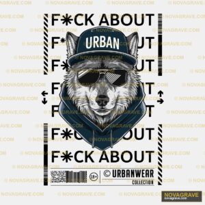 A Wolf Wearing A Hat And Sunglasses With The Animals Wildlife - DTF Transfer Design