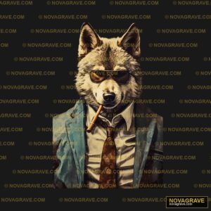 A Wolf Wearing A Suit And Tie With A Cigar Animals Wildlife - DTF Transfer Design