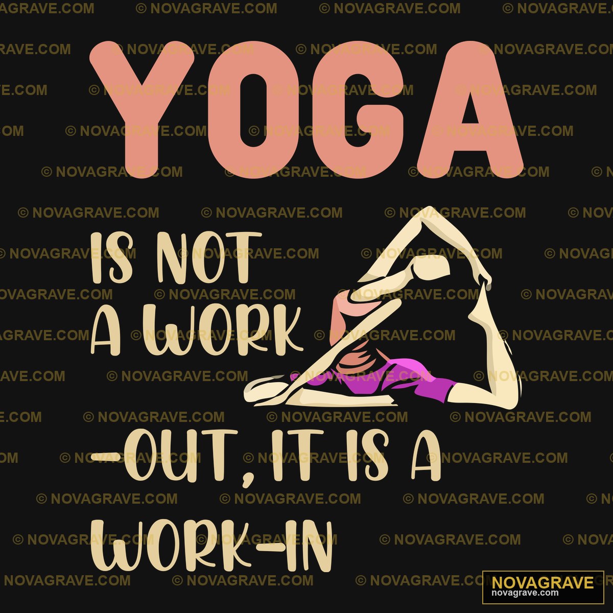 A Woman Doing Yoga With The Words Yoga Typography Slogans - DTF Ontwerp