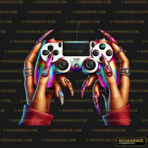 A Woman Holding A Controller Other Designs - Design DTF