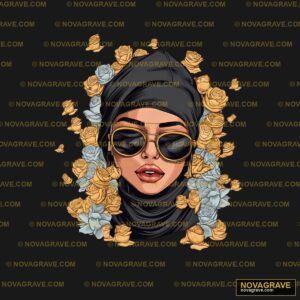 A Woman In A Hina With Roses Around Her Other Designs - DTF Transfer Design
