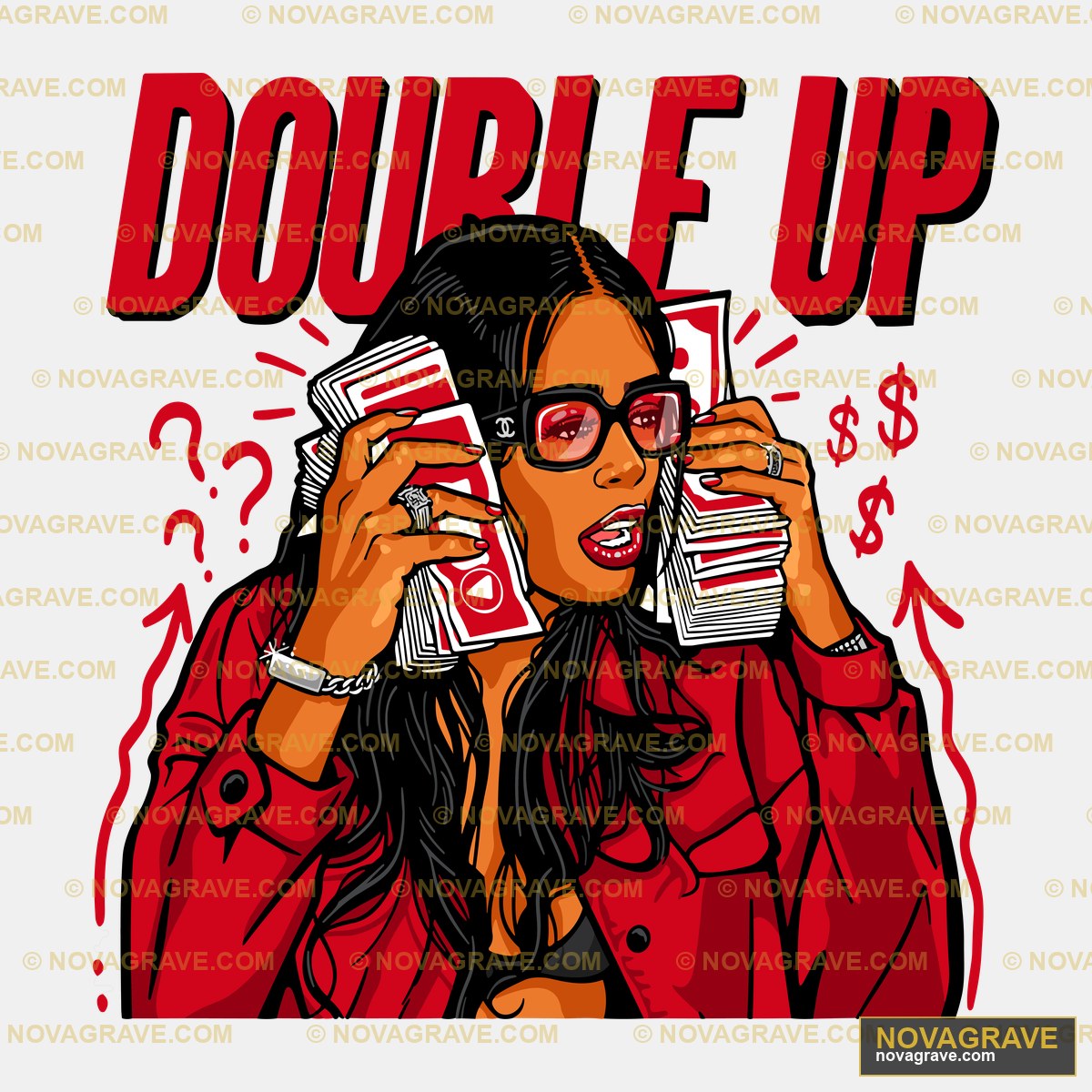 A Woman In A Red Jacket Talking On A Cell Other Designs - DTF Ontwerp