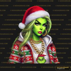 A Woman In A Santa Hat And Green Hair Seasonal Holiday - Design DTF
