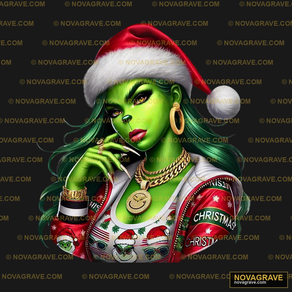 A Woman In A Santa Hat Smoking A Cigarette Seasonal Holiday - DTF Transfer Design