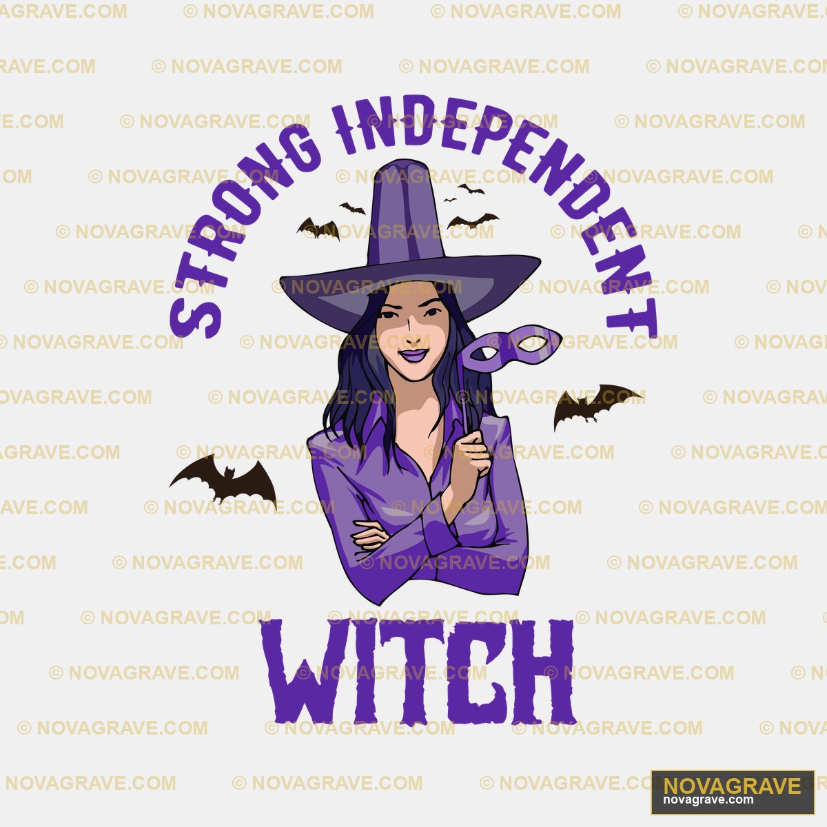 A Woman In A Witch Costume Holding A Mag Other Designs - Design DTF
