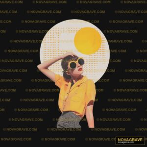 A Woman In A Yellow Shirt And Sunglasses Nature Botanical - DTF Transfer Design
