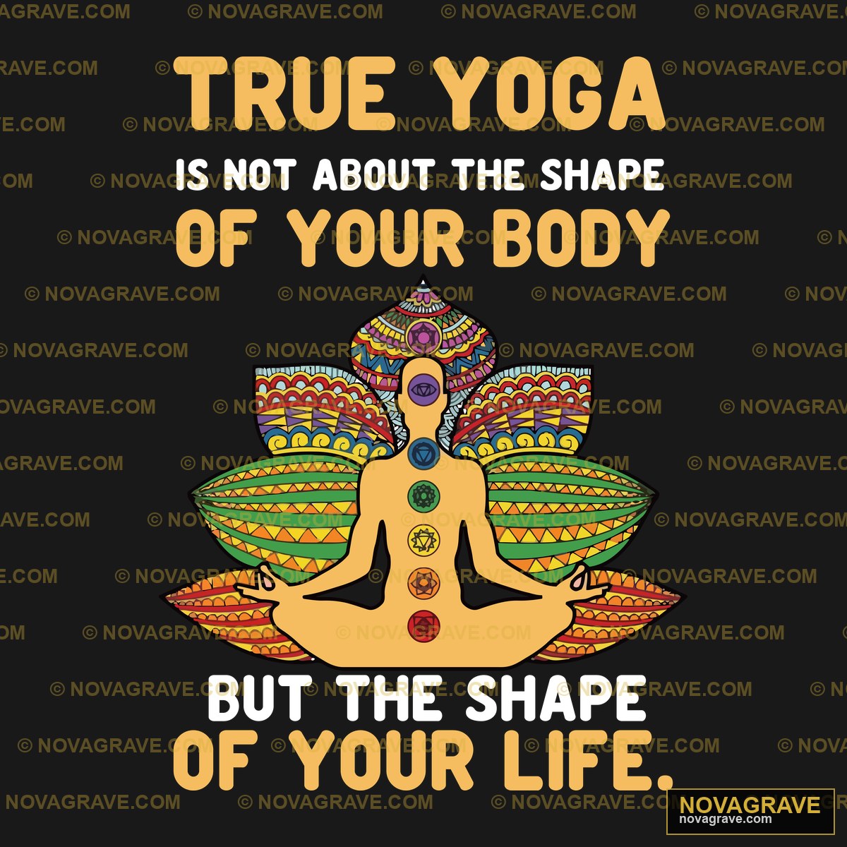 A Woman In A Yoga Pose With The Words True Yo Typography Slogans - DTF Transfer Design