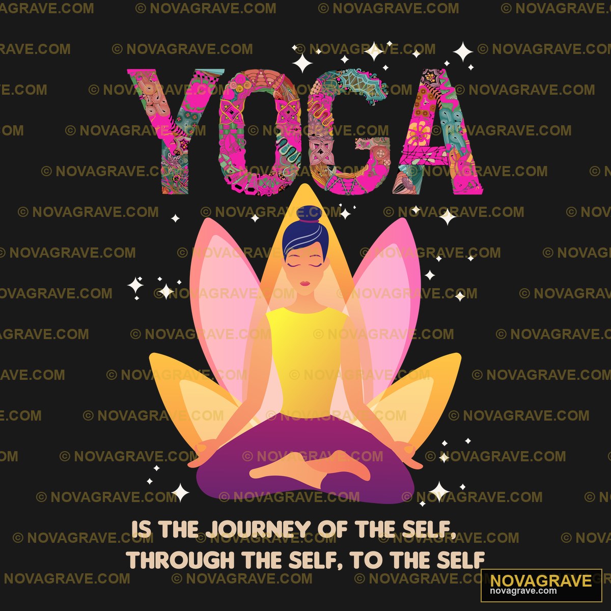 A Woman In A Yoga Pose With The Words Yoga Typography Slogans - DTF Ontwerp