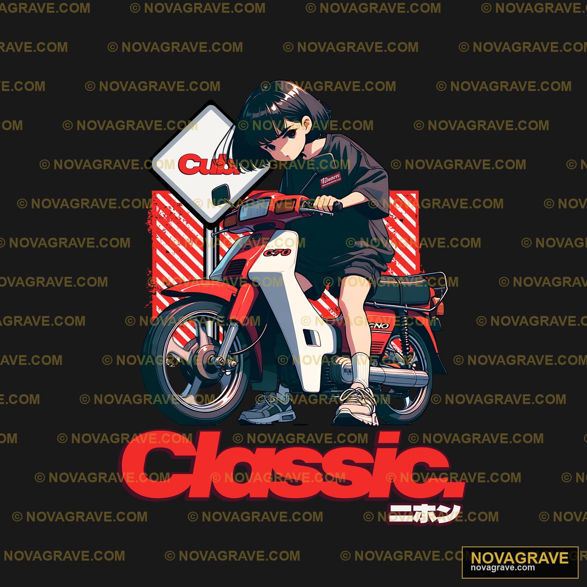 Anime Girl on Scooter Classic DTF Design PNG