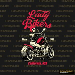 A Woman Riding A Motorcycle With The Words La Typography Slogans - DTF Ontwerp