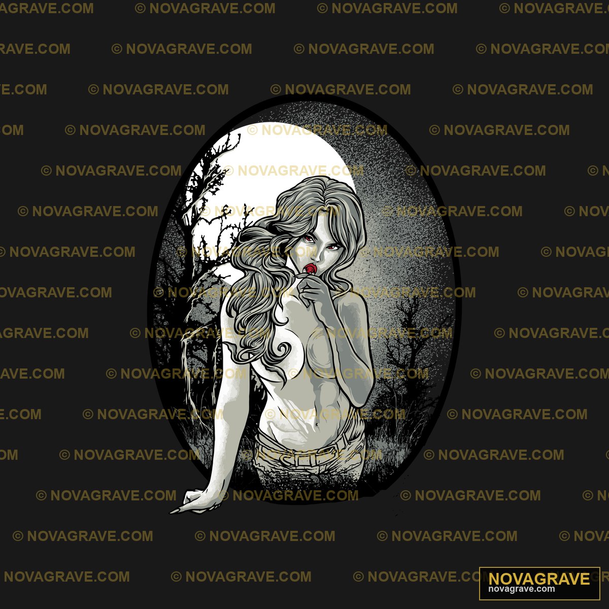 Vampire Woman Licking Lollipop DTF Design SVG PNG DXF