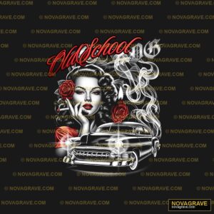 A Woman Smoking A Cigarette With A Car In The Other Designs - DTF Transfer Design