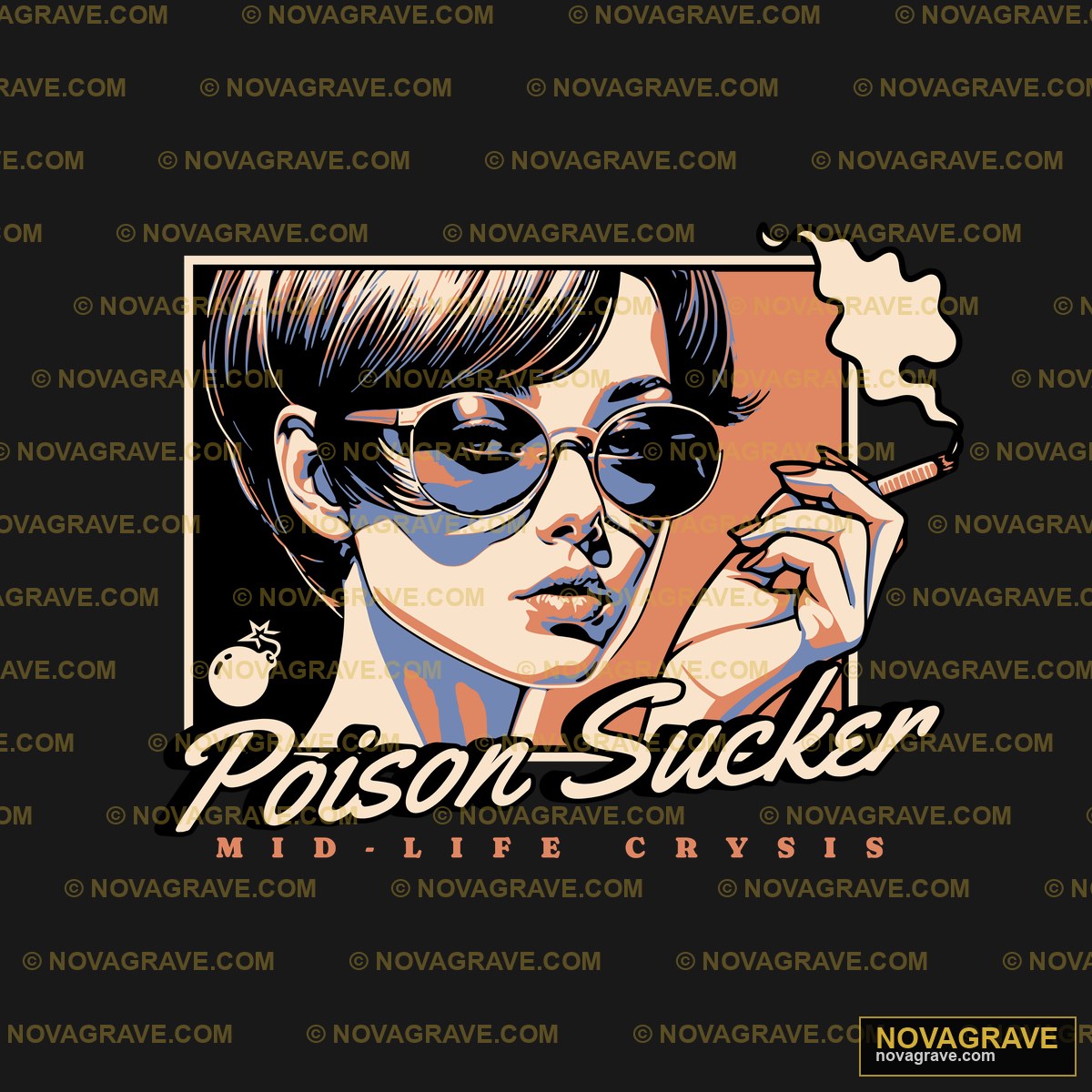 A Woman Smoking A Cigarette With The Word Poi Family Kids - DTF Transfer Design