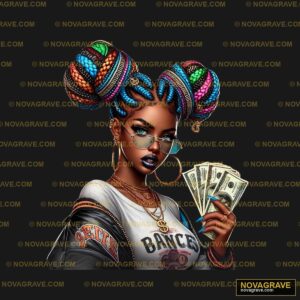 Afro Woman Money Bance DTF Design PNG SVG DXF