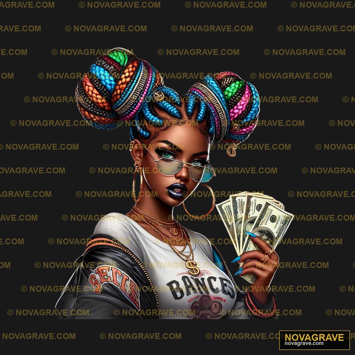 A Woman With A Big Headband Holding A Stack O Music Culture - DTF Ontwerp