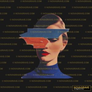 A Woman With A Blue Hat And Red Lipstick Other Designs - DTF Transfer Design