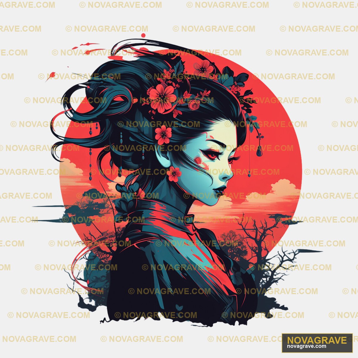 A Woman With A Flower In Her Hair Nature Botanical 12 - Design DTF