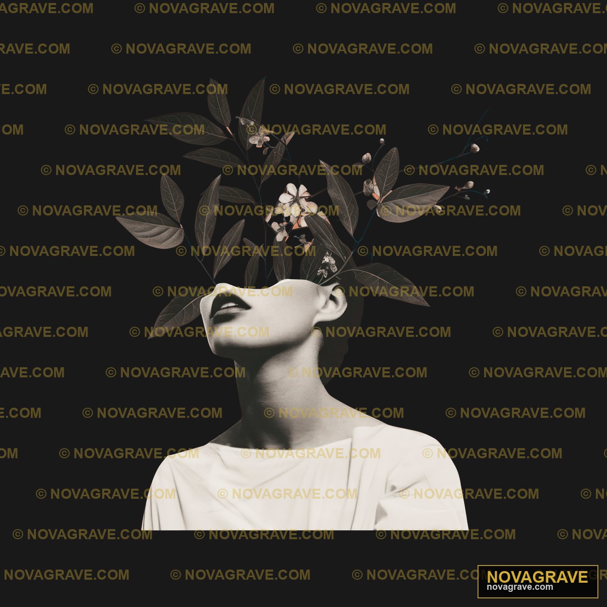 A Woman With A Flower In Her Head Nature Botanical - DTF Transfer Design
