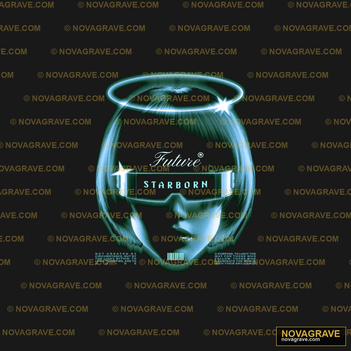 A Woman With A Futuristic Head And Glasses Other Designs - DTF Transfer Design