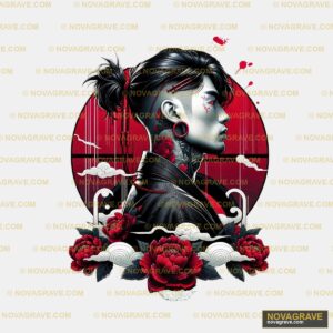 A Woman With A Red Flower In Her Hair Nature Botanical 2 - Design DTF
