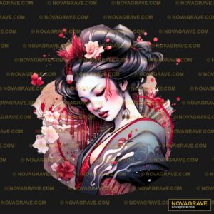 A Woman With A Red Flower In Her Hair Nature Botanical - DTF Transfer Design