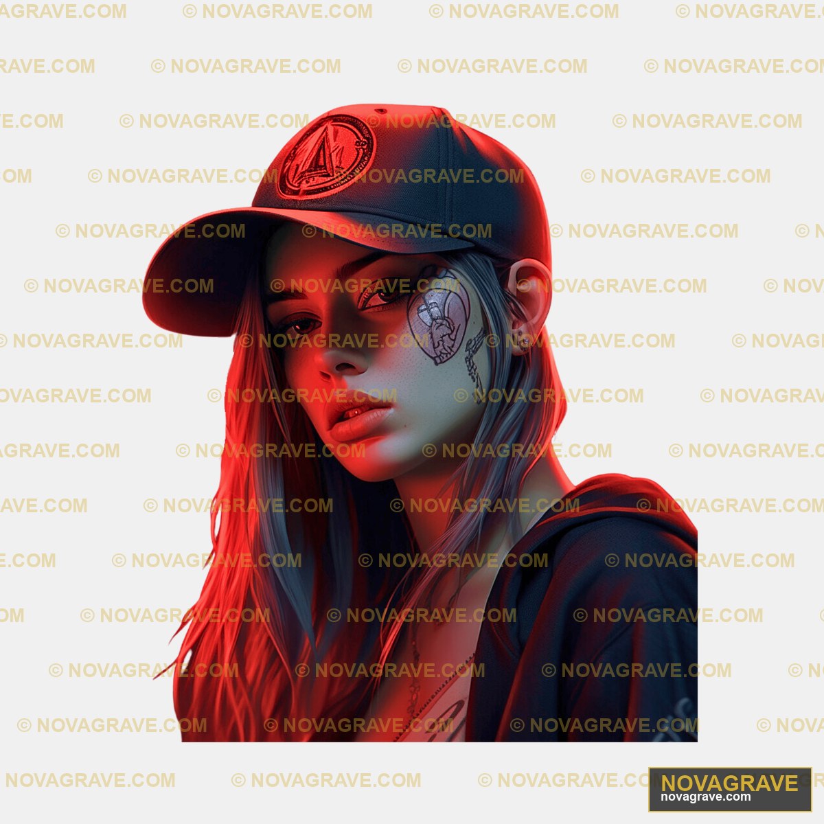 A Woman With A Tattoo On Her Face Streetwear Urban - Design DTF