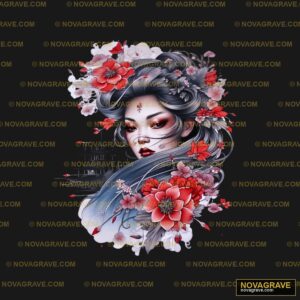 A Woman With Flowers And A Ship In The Backgr Nature Botanical - DTF Transfer Design