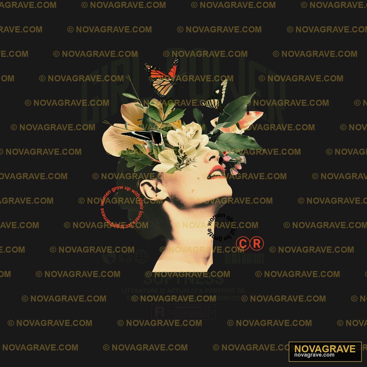 A Woman With Flowers In Her Hair Nature Botanical 5 - DTF Transfer Design