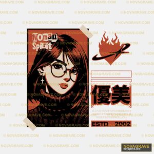 A Woman With Glasses And A Red Background Other Designs 2 - DTF Transfer Design