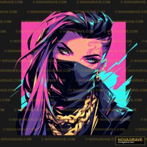 A Woman With Long Hair And A Banda On Her Fac Music Culture - DTF Transfer Design