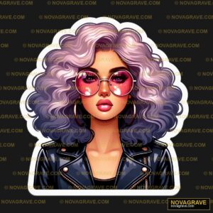 A Woman With Pink Hair And Sunglasses Nature Botanical 3 - Design DTF