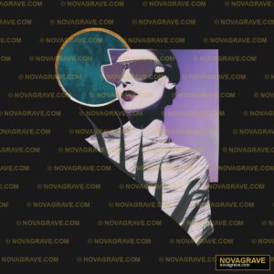 A Woman With Sunglasses And A Blue Moon Nature Botanical - DTF Ontwerp