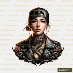 A Woman With Tattoos And A Baseball Cap Sports Fitness - DTF Ontwerp