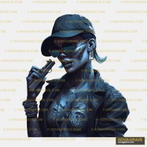 A Woman With Tattoos And A Hat Smoking A Ciga Other Designs - DTF Transfer Design