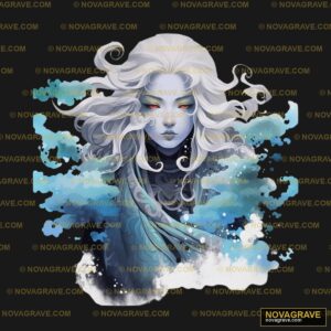 A Woman With White Hair And Blue Eyes Standin Other Designs - DTF Transfer Design